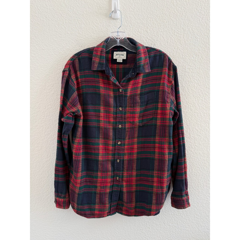 American Eagle Outfitters Plaid Flannel Shirt Red Green Navy Women